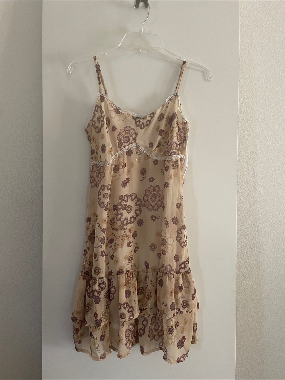 VTG: Blue Collection- Chiffon Layered/Lined Lightweight Short Dress Floral